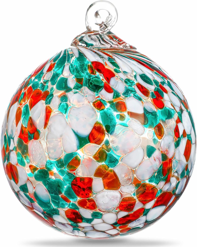 KRISININE 4" Blown Christmas Balls Hanging Glass Gazing Ball for Christmas Garden Patio Window Decoration Gifts for Xmas - Image 1